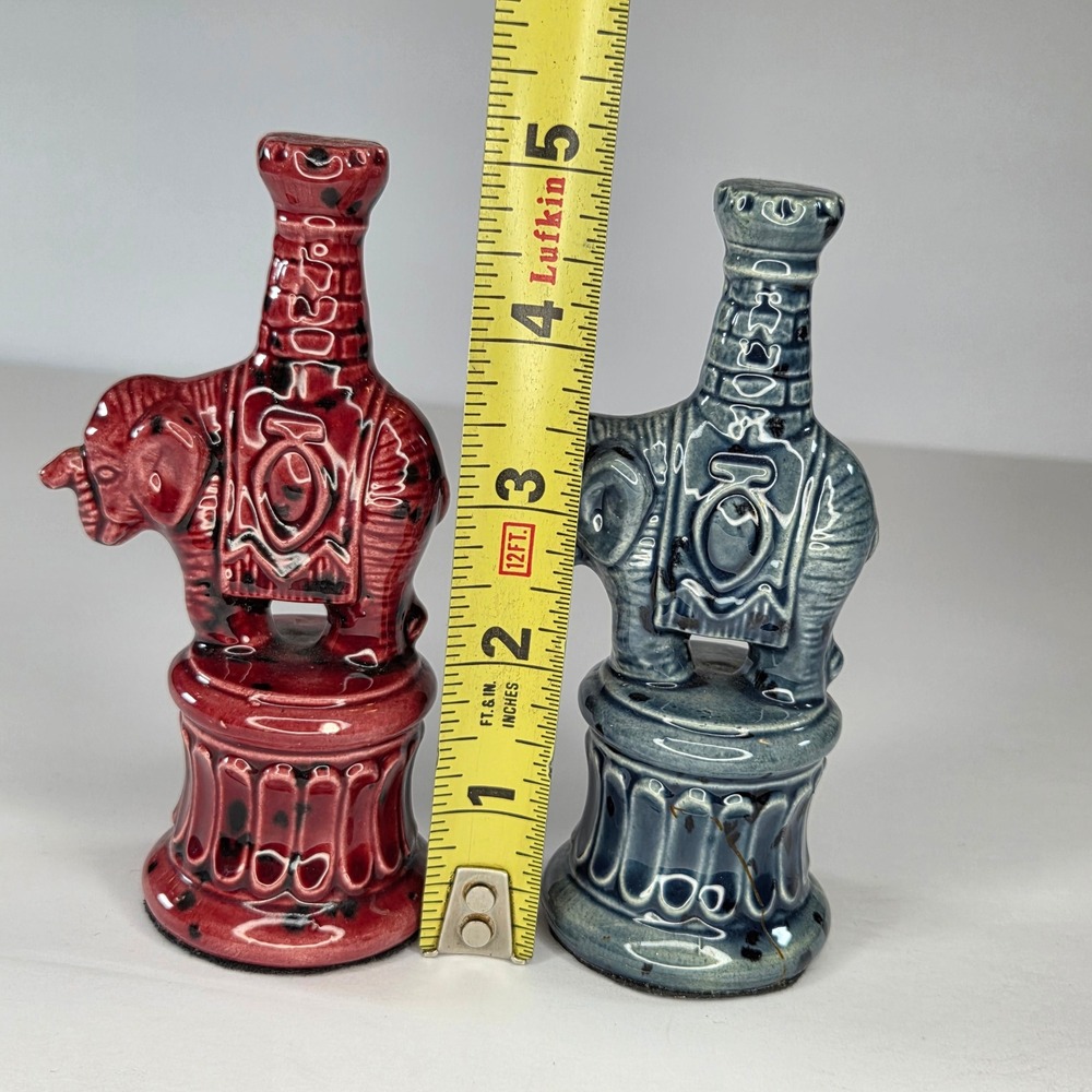 Elephant Ceramic Figurines Chess Red Blue Miniature - Picture 5 of 5